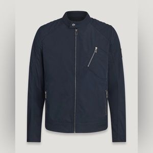 Belstaff™ Men’s Black V-Racer Jacket | Nylon Biker Zip-Up Bomber Large LIKE NEW